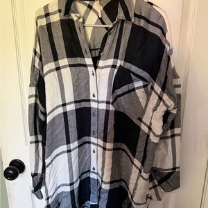 Free People Monochrome Plaid Button-Down Shirt